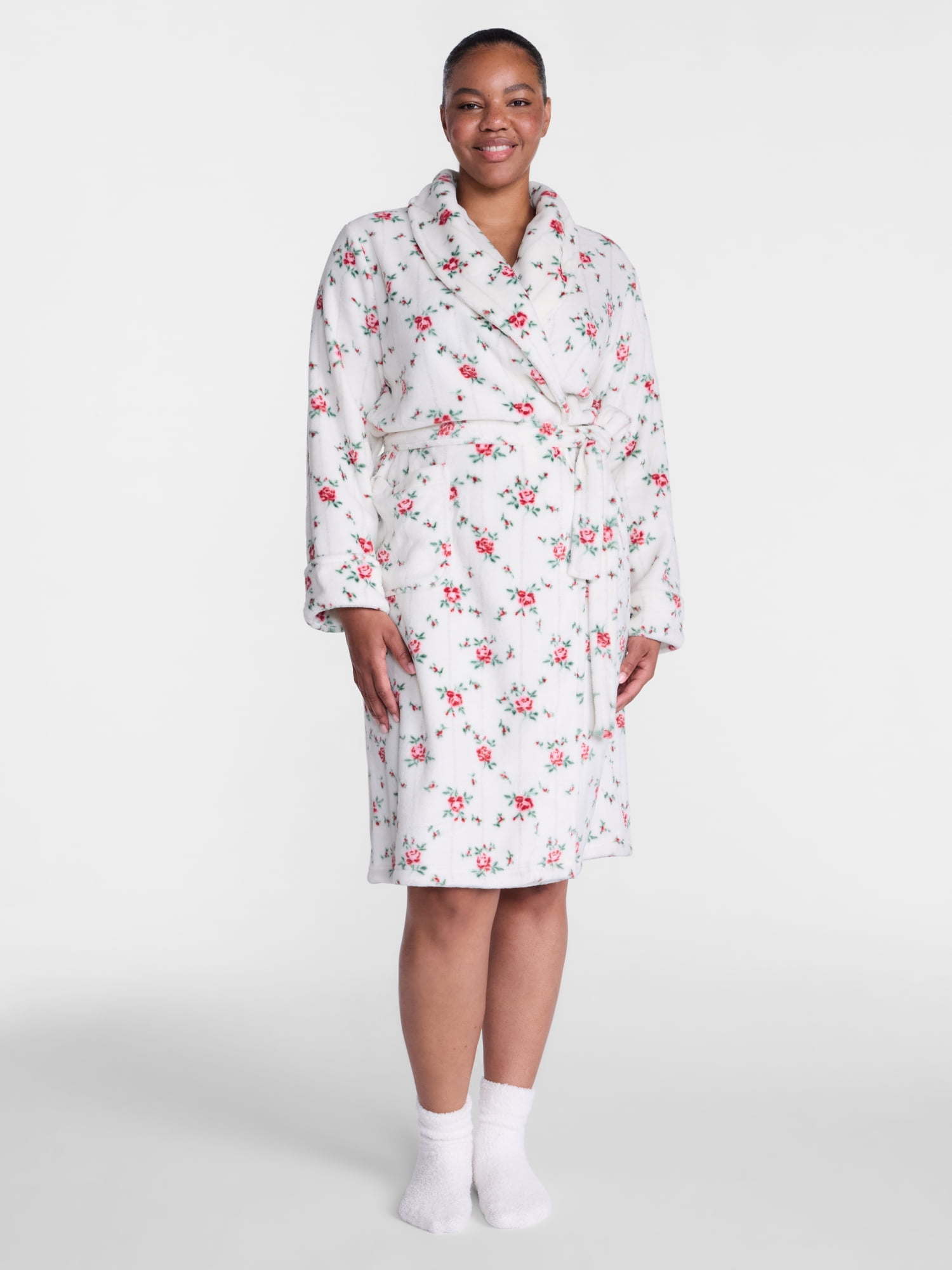 Joyspun Women's Plush Robe, Sizes S to 3X
