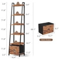 thumbnail image 2 of Tydimor 6-Tier Leaning Ladder Bookshelf with Foldable Fabric Drawer, Rustic Brown Leaning Bookcase with Adjustable Foot, Storage Shelves for Home Office Living Room Bedroom, 2 of 8