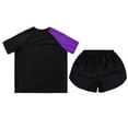 thumbnail image 4 of TiaoBug Kids Boys Printed Boxing Outfits Short Sleeve Sports Shirts with Muay Thai Boxer Shorts Set Purple 6, 4 of 5