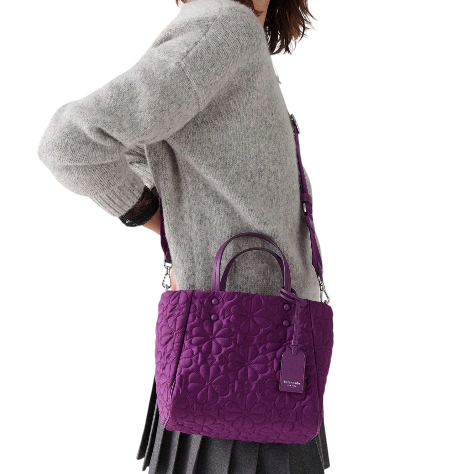 Kate Spade New York Women’s Tilly Quilted Small Satchel Tote Bag (Plum)