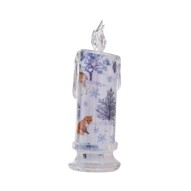 Vela electrónica navideña Luz navideño para ventana de mesa patrón de nieve Yuyangstore Vela electrónica