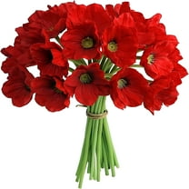 ACDANC 10 Pcs Artificial Poppies,13'' Realistic Latex Poppy Flocking Long Stem Flowers for Home Wedding Party Decor,Floral Arrangements,Centerpieces(Red)