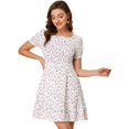 thumbnail image 1 of INSPIRE CHIC Mini Vestido Floral Acampanado De Gasa Con Cuello Cuadrado Y Volantes Para Mujer Blanco XL, 1 of 6