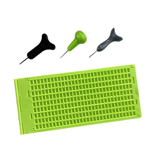 Pizarra de escritura en braille, tablero para el hogar, oficina, práctico y resistente, kit de pizarra y lápiz braille de 9 líneas celdas,