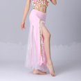 thumbnail image 5 of MOJOGO Women's Belly Dance Skirt High Waiste Sequin Mesh Maxi Skirt Carnival Festival Dress Side Split Performance Skirts Pink Free Size, 5 of 6