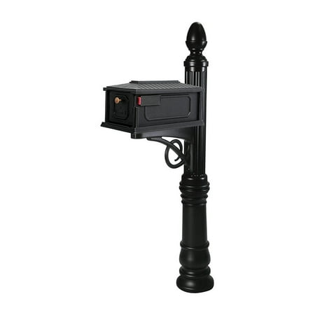 Architectural Mailboxes Stratford All-in-One Medium Plastic Mailbox & Post Combo Black SC000B01