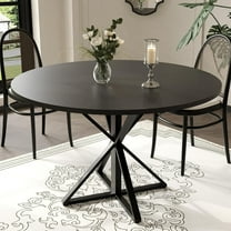 Garvee Round Dining Table for 4-6, 47" Dining Table, Circle Table, Dining Room Table with Heavy Duty Metal Base, Round Kitchen Table for Kitchen Dinning Room, Black