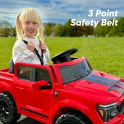 Hikiddo Electric Car for Kids, Licensed Ford-Shelby F-150 12V Ride on Truck Toys for Toddlers w/ Remote, 2-Hour Drive Time - Red