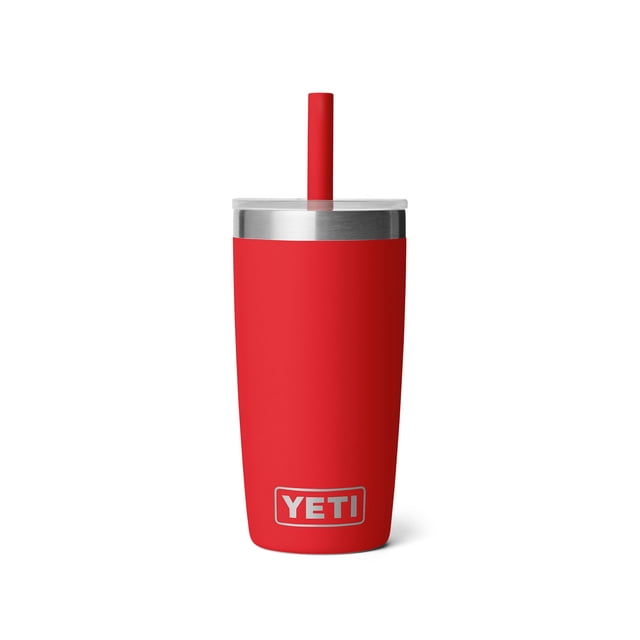 Vaso térmico YETI Rambler Jr. 10 oz con tapa de silicona y pajita, rojo