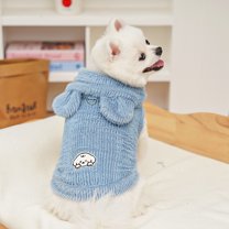 Dog Costume Fleece Hooded Coat Soft Cozy Plush Vest Puppy Winter Overall for Small Medium Large Dog High Quality Blue S