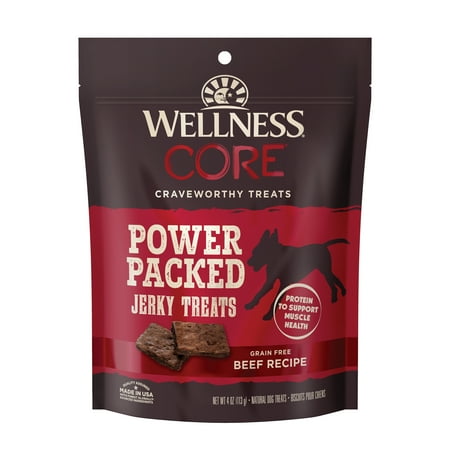 UPC: 0076344882046 | Wellness CORE Power Packed Jerky Dog Treats  Grain Free  Beef  4 Ounce Bag