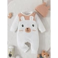 thumbnail image 6 of WIBACKER 0-18M Baby Boys Cartoon Bear Long Sleeve Jumpsuit and Hat Spring Fall Outfits Clothes, 6 of 9