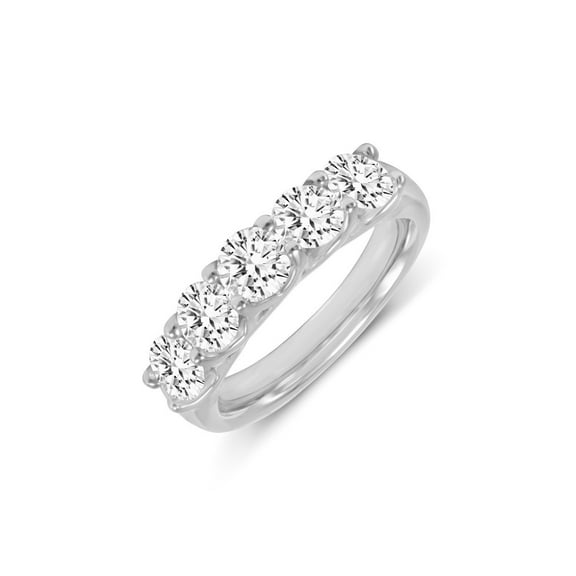 TimeLe$$ Classics 0.50 CTW Round Lab Grown Diamond Five Stone Wedding Anniversary Stackable Ring Band in 14K White Gold (Ring Size: 4.5)
