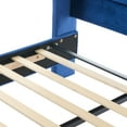 thumbnail image 4 of Christopher Knight Home Velvet Upholstered King Bed Frame with Wingback Headboard & Scroll Footboard, Blue, 4 of 13