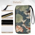 thumbnail image 5 of Womens Wallet Bifold Ladies Cluth Bag Wristlet Wrist Strap Long Purse Koi Fish Vintage Japanese Design, 5 of 6