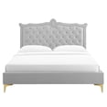 thumbnail image 6 of Modway Clara Performance Velvet Queen Platform Bed in Light Gray, 6 of 10