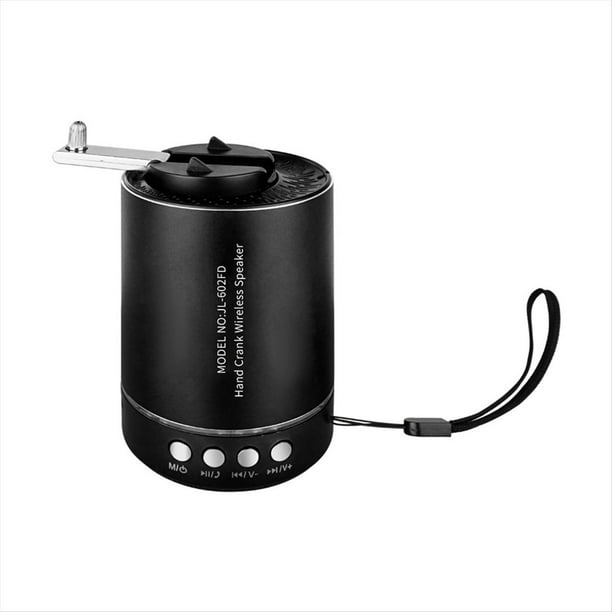 Altavoz Bluetooth con Manivela, Radio AM/FM Portátil de Emergencia, Altavoz Inalámbrico para Acampar Al Aire Libre, Color Negro.