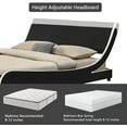 thumbnail image 4 of Allewie Low Profile Wave-Like Queen Size Platform Bed Frame with Leather Curved Adjustable Headboard, Black and White Border, 4 of 7