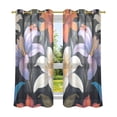 thumbnail image 2 of White and Purple Flowers Semi Sheer Curtains for Living Room Bedroom Set of 2 Insulated Window Drapes, 2 of 6