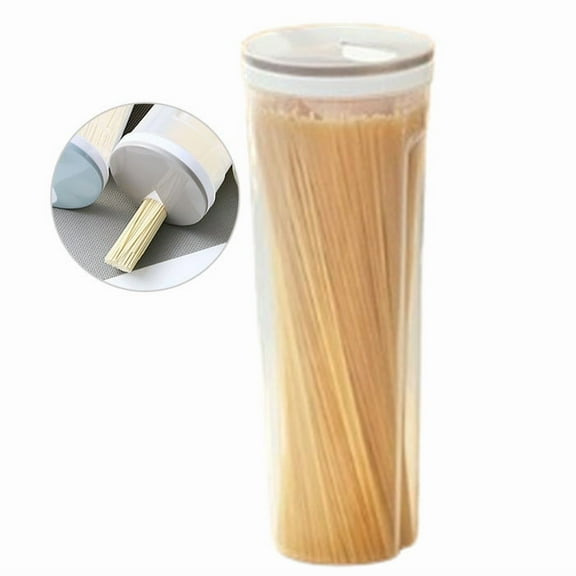 Djiypn Tall Clear Spaghetti Pasta Container Storage With Lid, Multi-Purpose Kitchen Pantry Organization And Food Storage For Noodles Beans Straws - Airtight Leakproof Spaghetti Keeper, Khaki