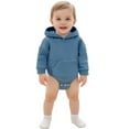 thumbnail image 2 of Baby Rompers Long Sleeve Boys Girls Cotton Hooded Sweatshirt Blue 1-2Years, 2 of 7