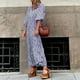 thumbnail image 1 of Vestido informal con estampado floral estilo bohemio para mujer, traje de vacaciones con cuello en V y mangas abullonadas FLhrweasw Para estrenar, 1 of 9