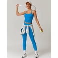 thumbnail image 4 of Set de entrenamiento QBGJTD, polainas sin mangas con espalda cruzada para mujer, color azul marino, 4 of 6