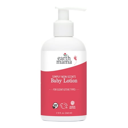 Earth Mama Simply Non-Scents Baby Lotion for Sensitive Skin, Unscented, 8 fl oz