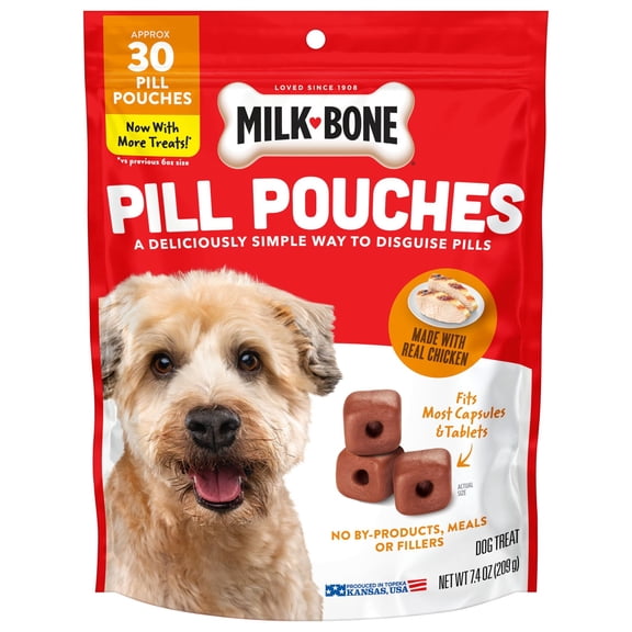 Milk Bone Pill Pouches Dog Treats With Real Chicken, 30 Count Bag