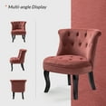 thumbnail image 3 of Modern Velvet Armless Accent Chairs Set of 2,Upholstered Fabric Button Single Sofa with Wooden Legs for Bedroom,Rosewood, 3 of 9