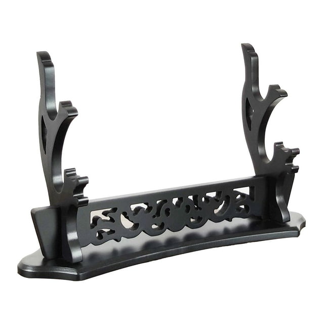 Solid Wood Samurai Stand Desktop Bracket Support Rack for Wakizashi Tanto Black 2 Layers