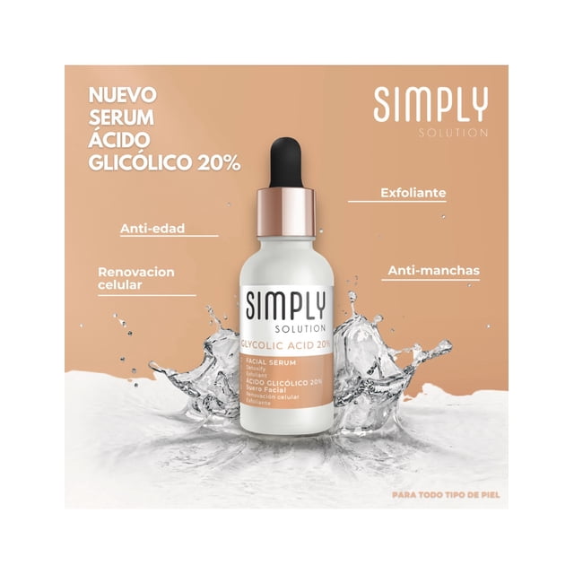 Simply Solution · Acido Glicólico 20% Suero Facial
