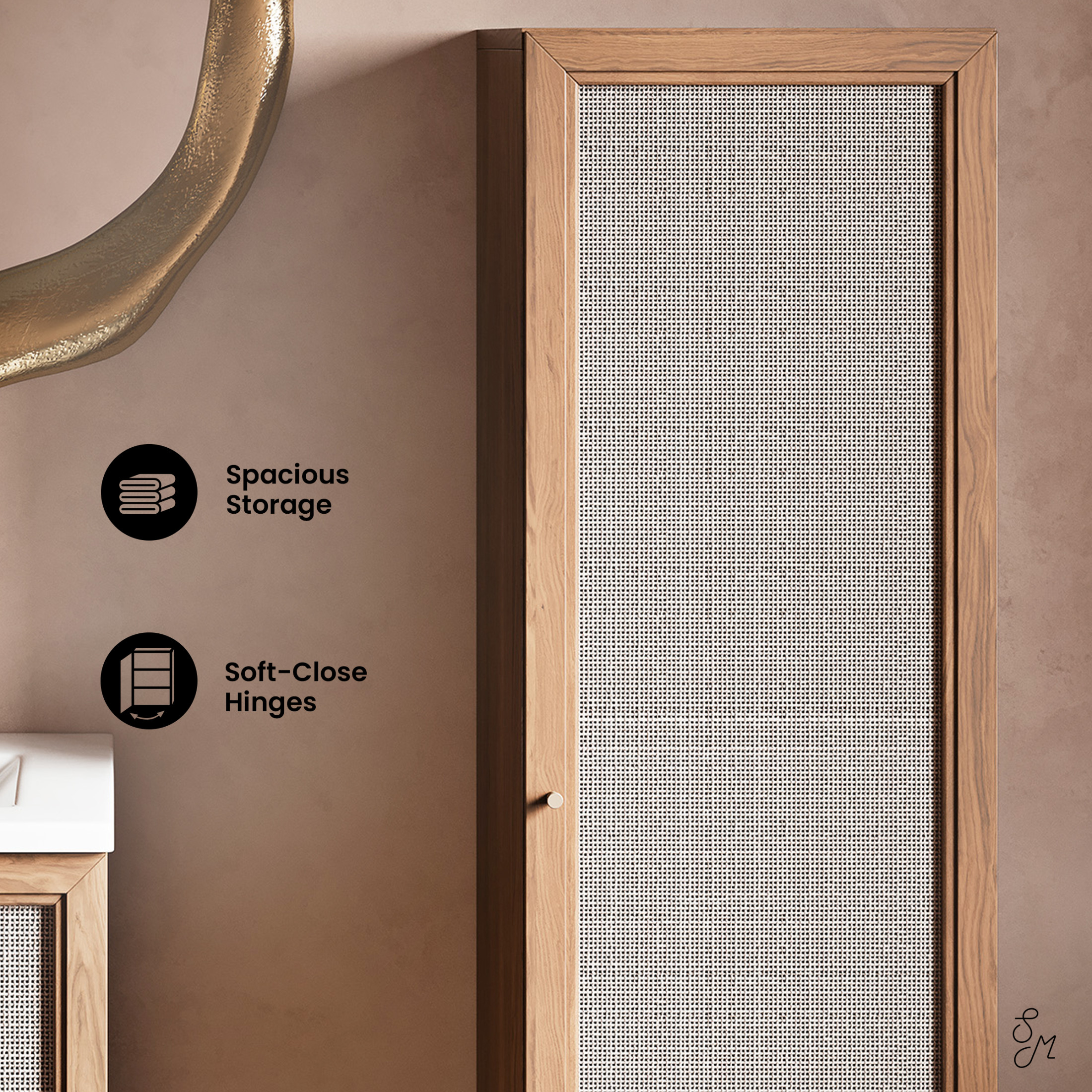 Classe Freestanding Linen Cabinet 60-Inch Toppan Oak