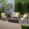 thumbnail image 2 of Noble House Kahala Outdoor 4 Seater Wicker Chat Set with Fire Pit Gray, 2 of 11