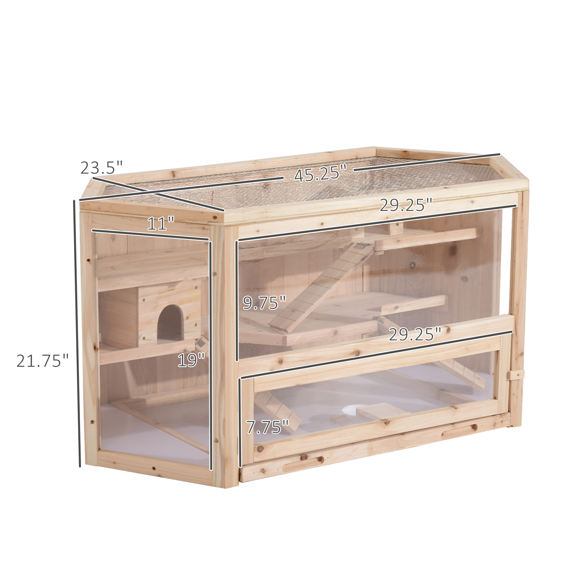 Pawhut 3-Tier Wooden Hamster Cage Hutch with Seesaw photo 7