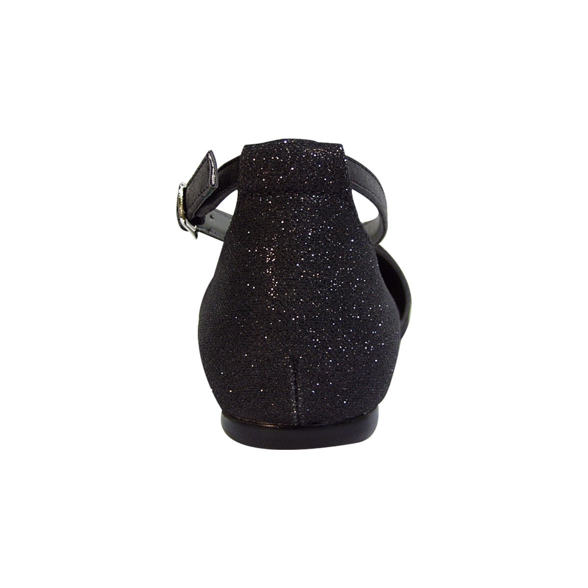FUZZY Hallie Women Wide Width Open Shank Pointed Toe Buckle Ankle Strap Flats BLACK 7