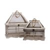 Wooden & Wire Mesh Terrarium Set Of Two W/ Jute Rope Handle