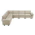 thumbnail image 3 of JERFIT 6-Piece Modular Sectional Sofa with Chaise, Taupe Chenille Fabric, Modern L-Shaped Couch for Large Living Room, 3 of 9