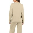 thumbnail image 4 of Womens Pajama Sets Long Sleeve Top and Pant V Neck Solid Color Two Piece Outfit Sets, 4 of 7