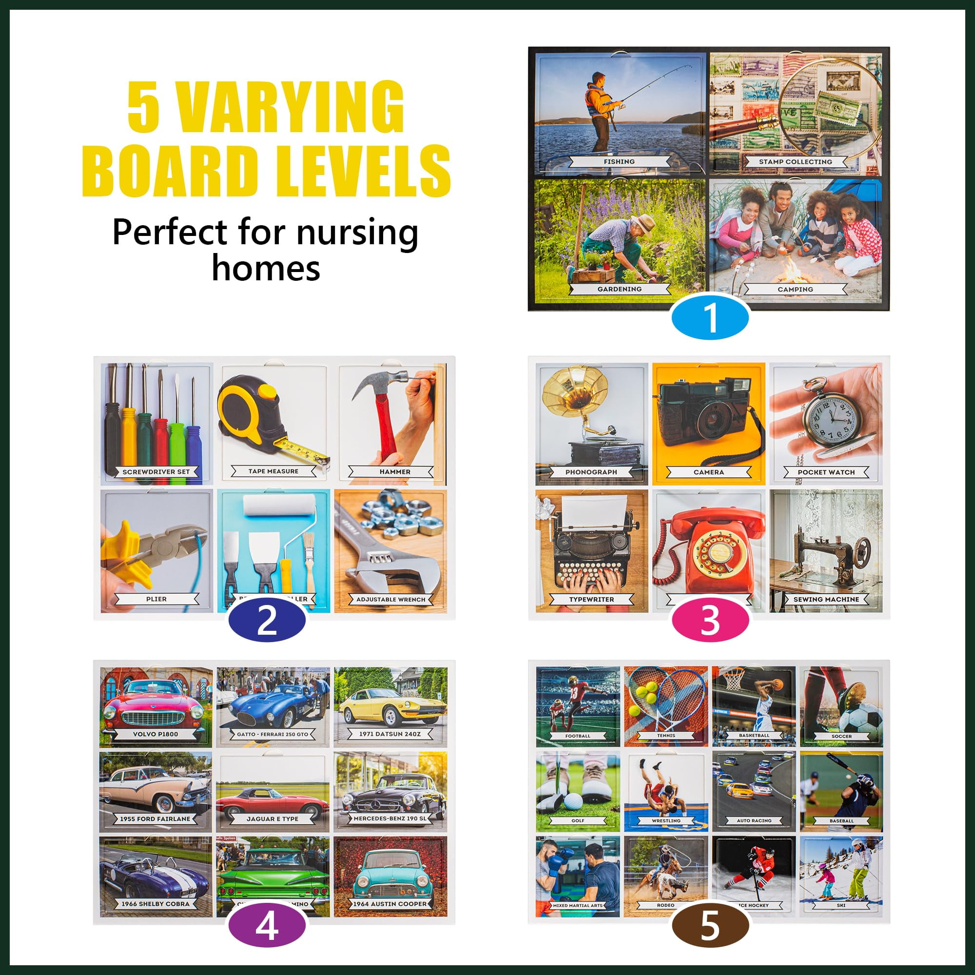 Assistex Matching Game Activity Board - Dementia Activities for Seniors - Memory Games for Adults with Alzheimers - Memory Loss and Alzheimers Activities - Matching Card Memory Games for Seniors