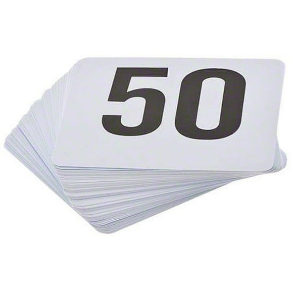 ROY TN 1 50 -Royal Industries Number 1-50 Plastic Number Card Set, Plastic, 4'' by 4'', White Base with Black Numbers