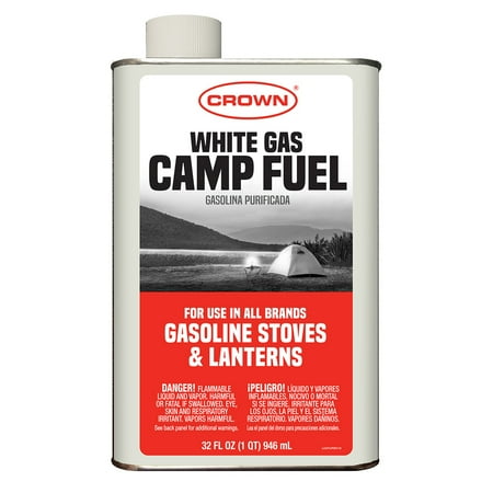 Crown White Gas Camp Fuel, 1 QT for Gasoline Stoves & Lanterns, Rust Inhibitor, Cleaner Burn, Ideal for Camping & Winter Emergencies, Eco Friendly
