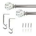 thumbnail image 5 of Lumi 3/4" Brushed Nickel Faceted Crystal Single Curtain Rod, 36-66", 5 of 5