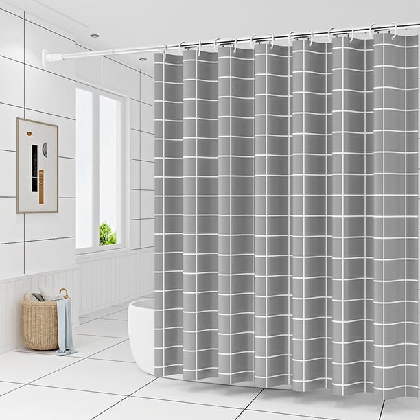 Bathroom curtain shower curtain gray plaid single curtain without rod width 200*height 200