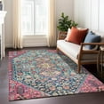 thumbnail image 5 of HomeRoots 622177 8 x 10 ft. Teal, Blue & Merlot Aztec Washable Transitional Indoor & Outdoor Rectangle Area Rug, 5 of 9
