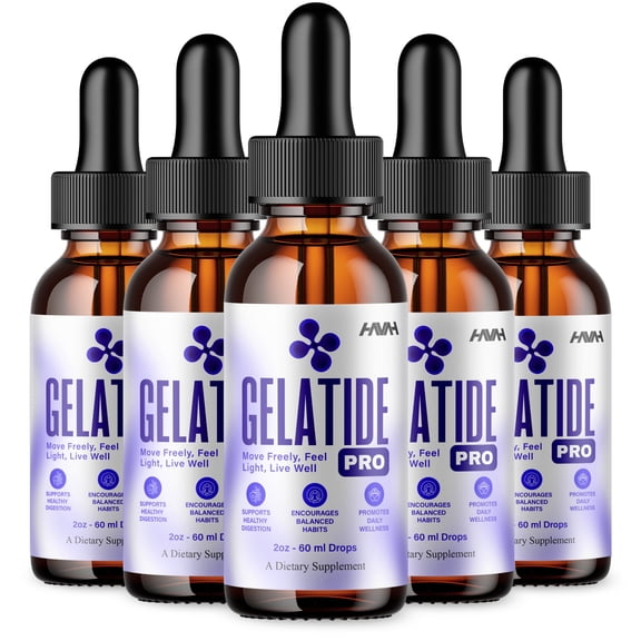 (5 Pack) Gelatide Pro Health Management Support Drops, Gelatide Daily Support Supplement (10oz)