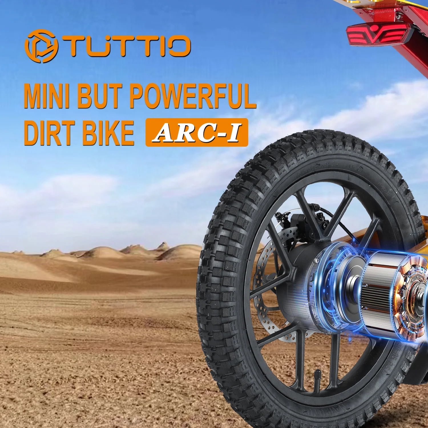 TUTTIO ARC-1 750W Mini Electric Dirt Bike(silver), 5-Speed Modes Electric Motorcycle, 22MPH, 16" Tires, 36V Battery, 25 Miles Range