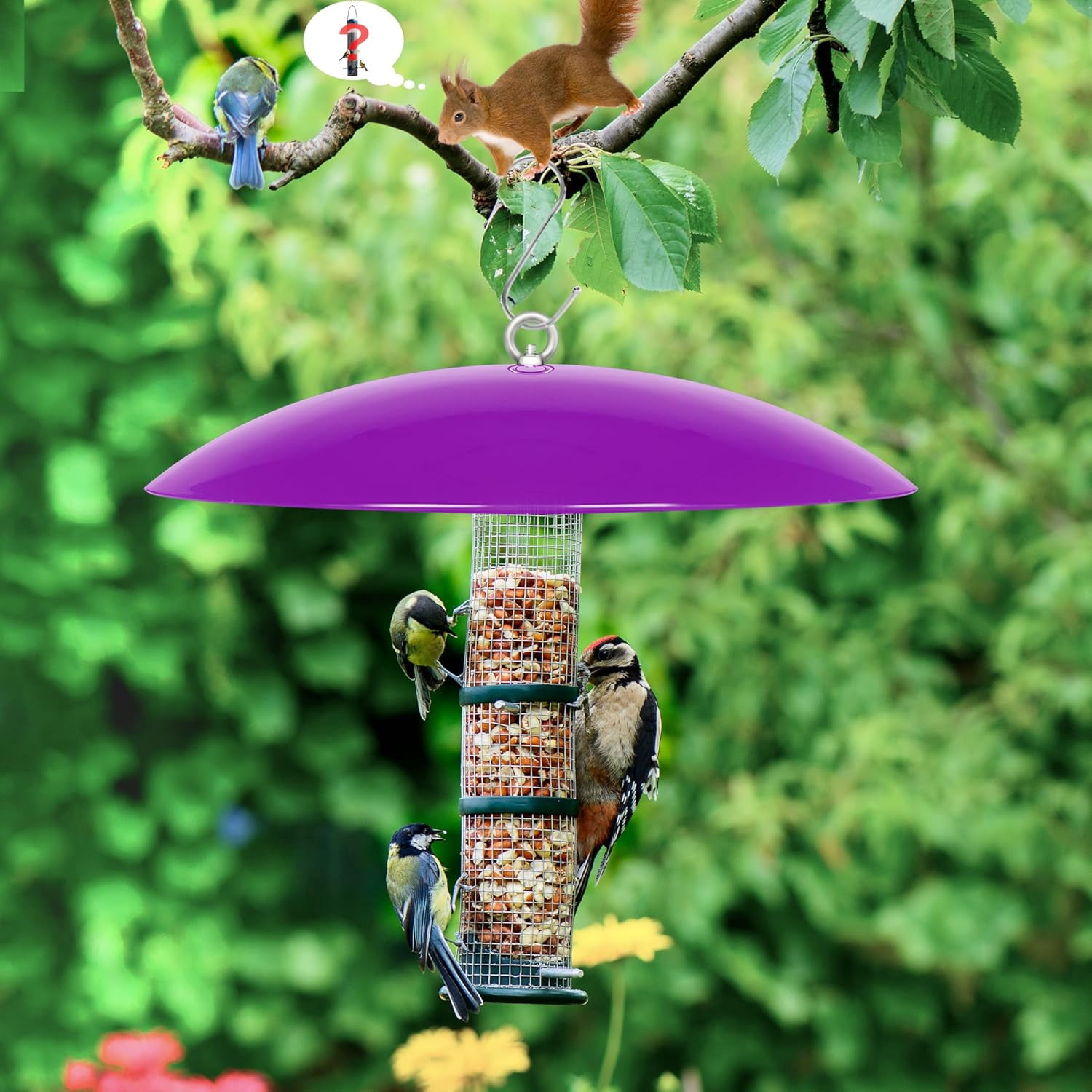 13" Bird Feeder Rain Cover,Bird Feeder Dome,Hummingbird Feeder Guard, Proof Bird Feeders Baffle,Smart Birds Feeder's Umbrella (Purple),2Pack