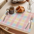 thumbnail image 3 of Placemat Set of 4 Plaid Placemats for Dining Table Pink Blue Yellow Washable Table Mats for Kitchen and Party Decor Indoor & Outdoor Use, 3 of 8