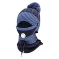thumbnail image 4 of ZSQDM Winter Solid Color Wool Hat Thickened Warm Ear Cold Knitted Hat Glove Scarf Three Piece Set beanies Sun Hat Bomber Hats Cat Nail Caps, 4 of 4